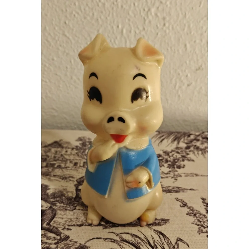 Vintage Sanitoy Rubber Pig Squeak Toy Baby Nursery 6.5 inch Squeaker